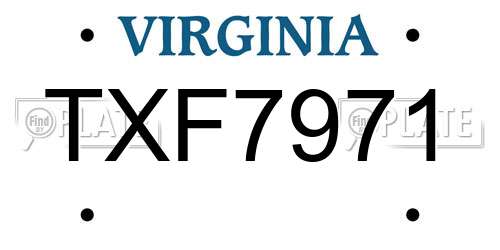TXF7971 Virginia License Plate
