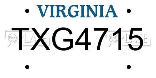 TXG4715 Virginia License Plate