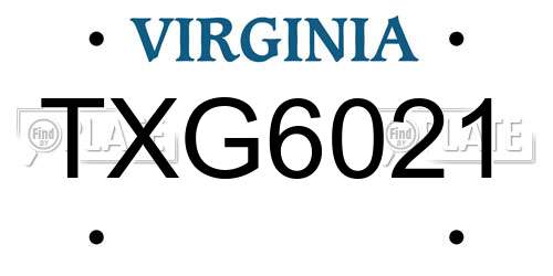 TXG6021 Virginia License Plate