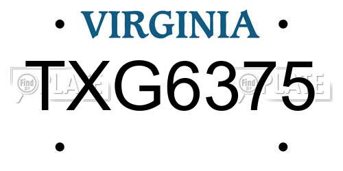 TXG6375 Virginia License Plate