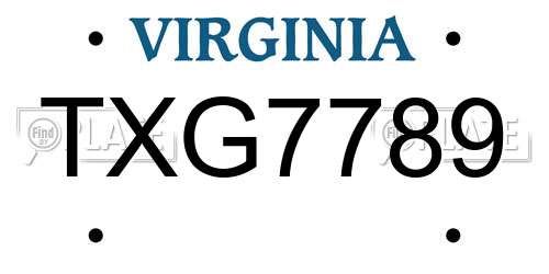 TXG7789 Virginia License Plate