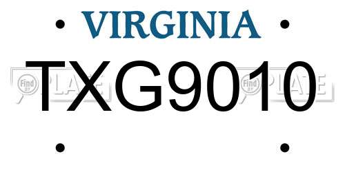 TXG9010 Virginia License Plate