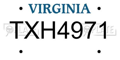 TXH4971 Virginia License Plate
