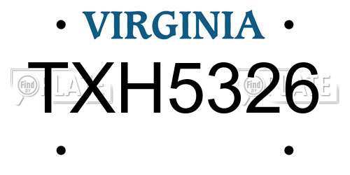 TXH5326 Virginia License Plate