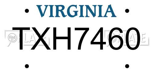 TXH7460 Virginia License Plate