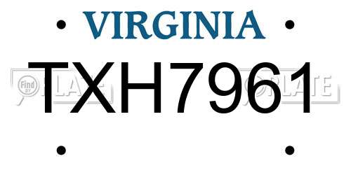 TXH7961 Virginia License Plate
