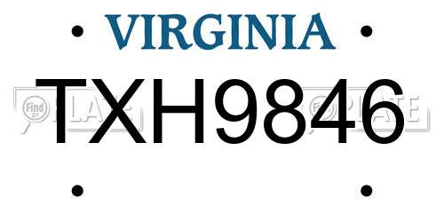 TXH9846 Virginia License Plate