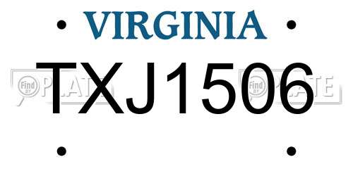TXJ1506 Virginia License Plate