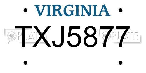 TXJ5877 Virginia License Plate