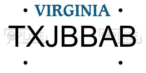 TXJBBAB Virginia License Plate
