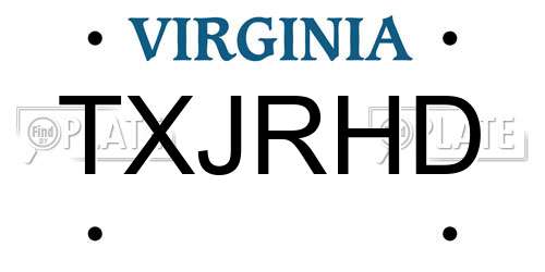 TXJRHD Virginia License Plate