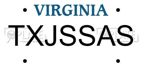TXJSSAS Virginia License Plate