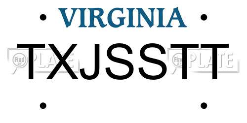 TXJSSTT Virginia License Plate