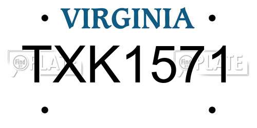 TXK1571 Virginia License Plate