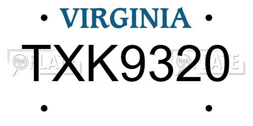 TXK9320 Virginia License Plate