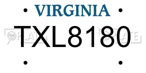 TXL8180 Virginia License Plate