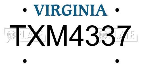 TXM4337 Virginia License Plate