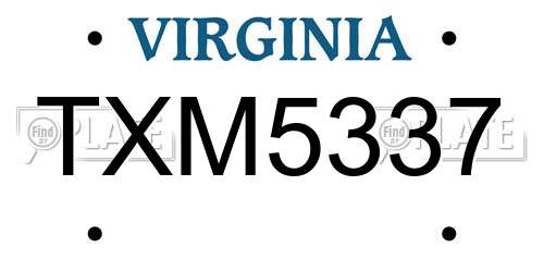 TXM5337 Virginia License Plate