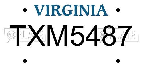 TXM5487 Virginia License Plate