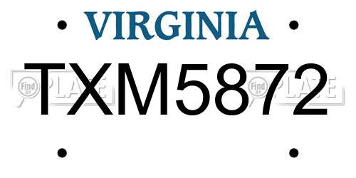 TXM5872 Virginia License Plate