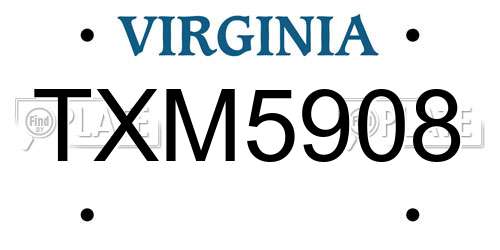 TXM5908 Virginia License Plate