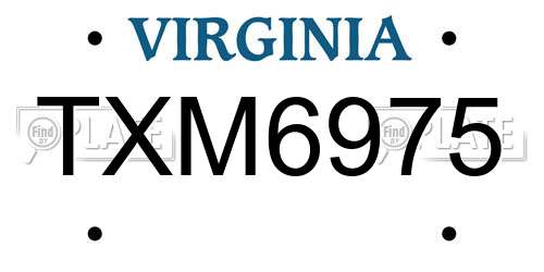 TXM6975 Virginia License Plate