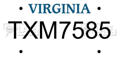 TXM7585 Virginia License Plate