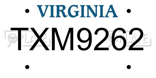 TXM9262 Virginia License Plate