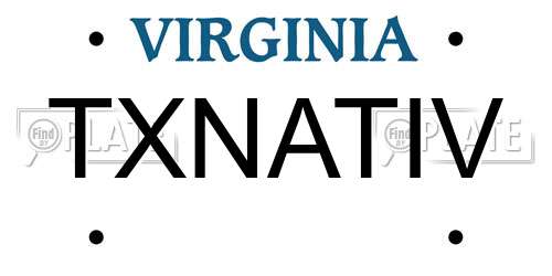 TXNATIV Virginia License Plate