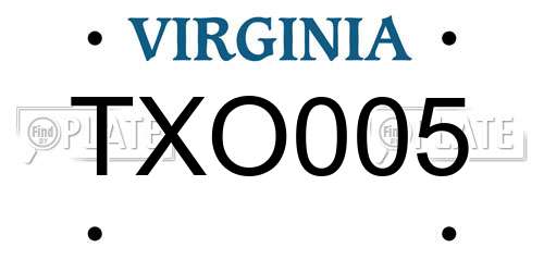 TXO005 Virginia License Plate