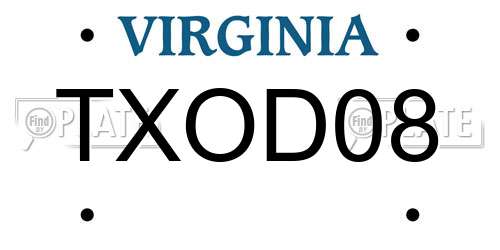 TXOD08 Virginia License Plate