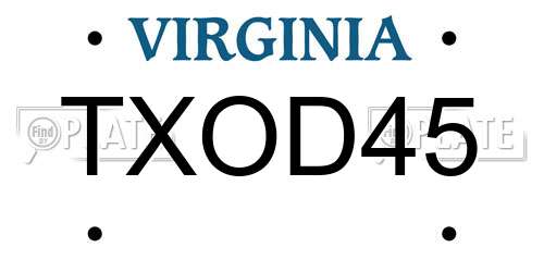 TXOD45 Virginia License Plate