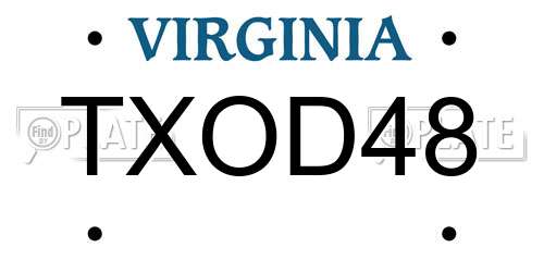 TXOD48 Virginia License Plate