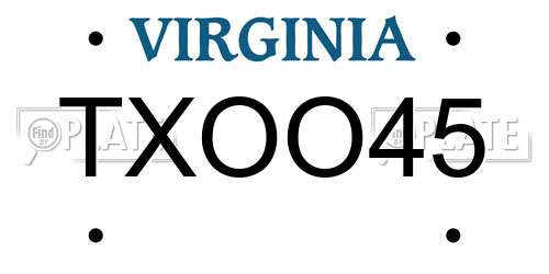TXOO45 Virginia License Plate