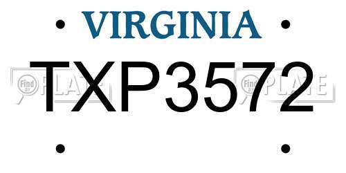TXP3572 Virginia License Plate