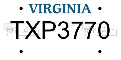 TXP3770 Virginia License Plate