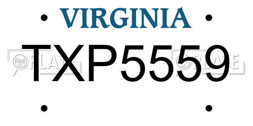 TXP5559 Virginia License Plate