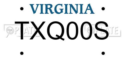 TXQ00S Virginia License Plate