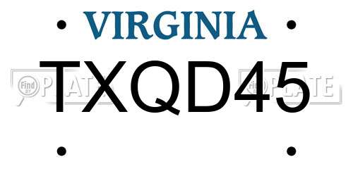 TXQD45 Virginia License Plate