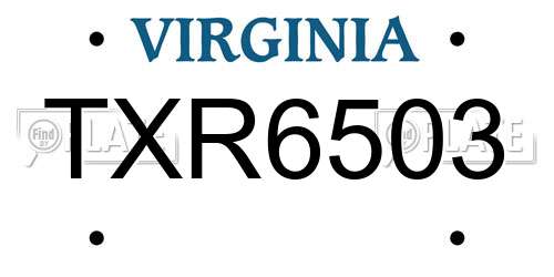 TXR6503 Virginia License Plate