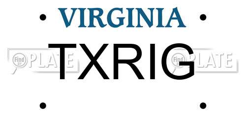 TXRIG Virginia License Plate