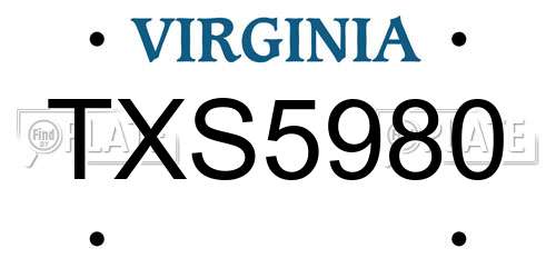 TXS5980 Virginia License Plate