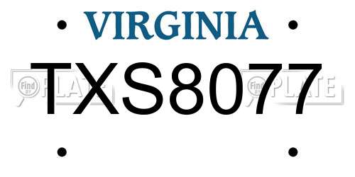 TXS8077 Virginia License Plate