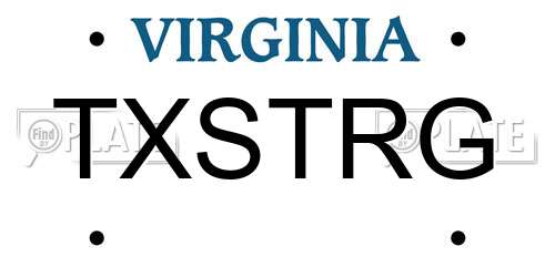 TXSTRG Virginia License Plate