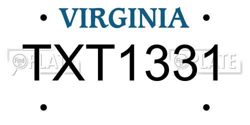 TXT1331 Virginia License Plate