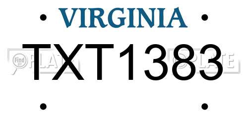 TXT1383 Virginia License Plate
