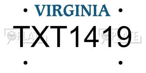 TXT1419 Virginia License Plate