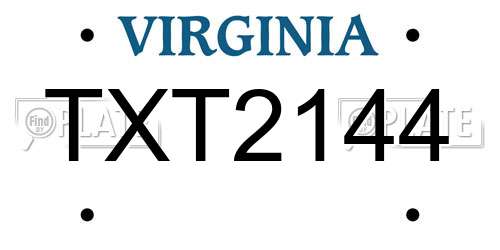 TXT2144 Virginia License Plate