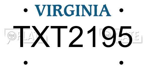 TXT2195 Virginia License Plate