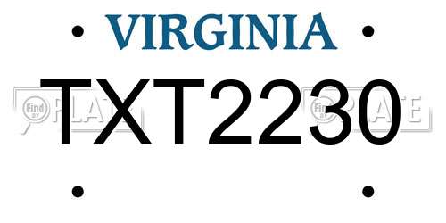 TXT2230 Virginia License Plate